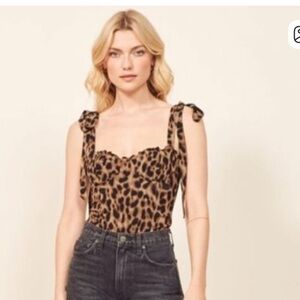 Reformation Bianca Leopard Print Women's Top